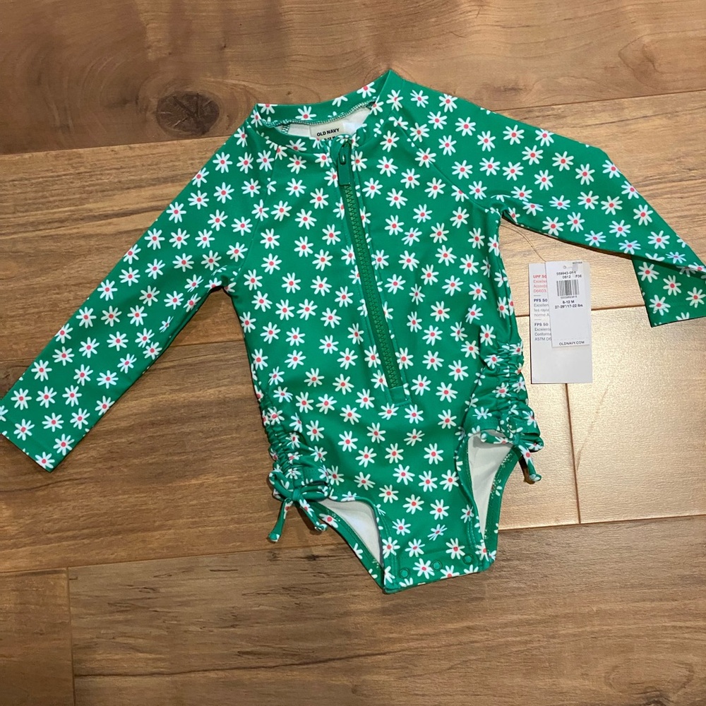 Old Navy Green Polka Dot Rashguard Swim